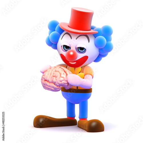 Illustration: Clown has a brain in his hands Clown has a brain in his hands