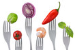 healthy pescetarian food on white