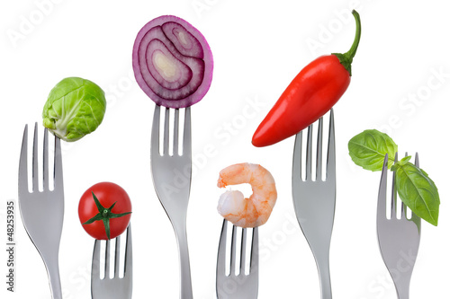 Photo: healthy pescetarian food on white healthy pescetarian food on white