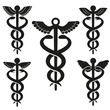 Caduceus. Five various symbols. Vector.