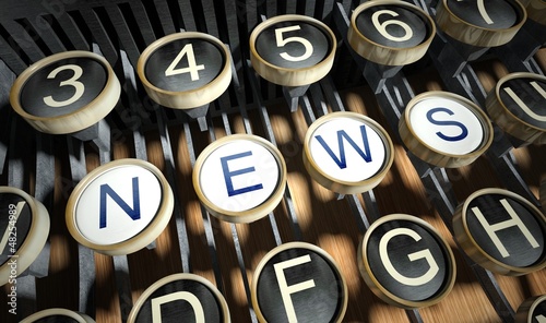 Illustration: Typewriter with News buttons, vintage Typewriter with News buttons, vintage