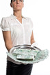 Money offer in the tray