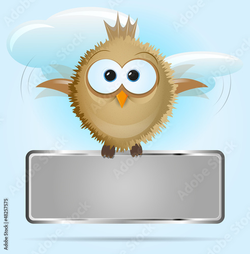 Vector: Vector background with a bird and board for text Vector background with a bird and board for text