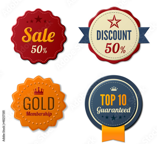 Vector: Vintage Labels set. Badge icons. Retro logo stickers Vintage Labels set. Badge icons. Retro logo stickers