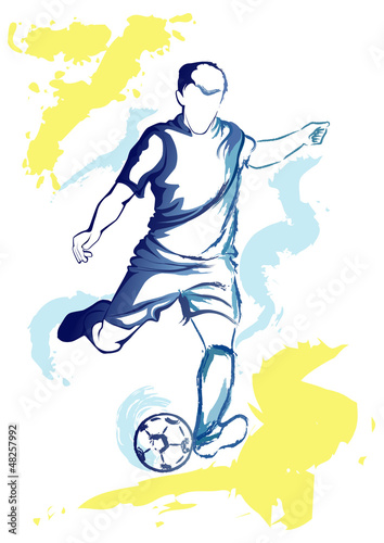 Vector: Football player - watercolor kick Football player - watercolor kick
