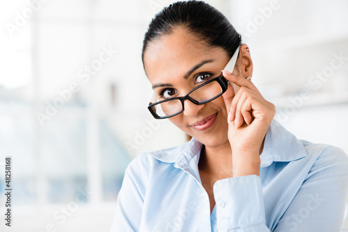 Photo: Beautiful Indian business woman portrait smiling happy Beautiful Indian business woman portrait smiling happy