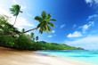 beach in sunset time on Mahe island in Seychelles
