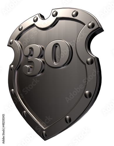 Illustration: number on metal shield number on metal shield