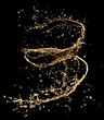  Champagne splash isolated on black background