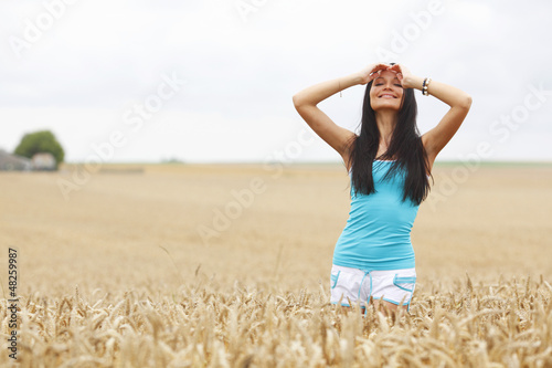 Photo: woman on wheat field woman on wheat field
