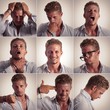 Multiple expression of a businessman