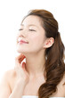 Beautiful asian woman on white background