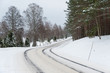 Verschneite Straße in Schweden