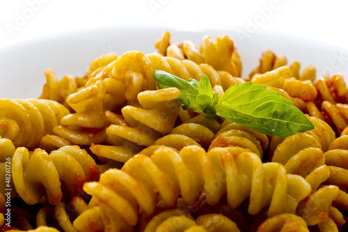 Photo: Pasta with tomato sauce and basil Pasta with tomato sauce and basil