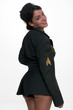Military woman showing back