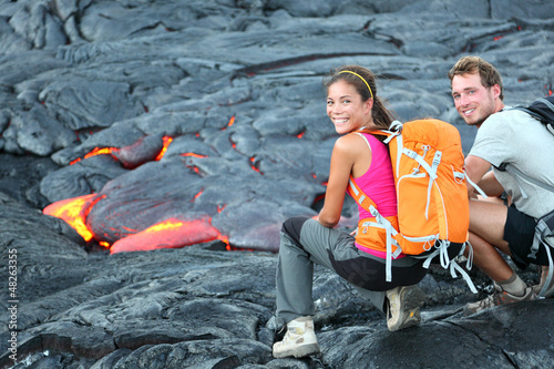Photo: Hawaii lava tourist hiking portrait Hawaii lava tourist hiking portrait