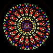 Colourful round window of stained glass