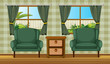 Cushion chairs and a side table