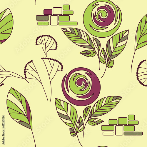Vector: seamless vintage rose rose and fennel ornament pattern seamless vintage rose rose and fennel ornament pattern