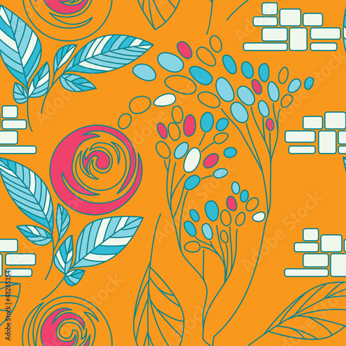 Vector: seamless floral pattern, roses on floral background seamless floral pattern, roses on floral background