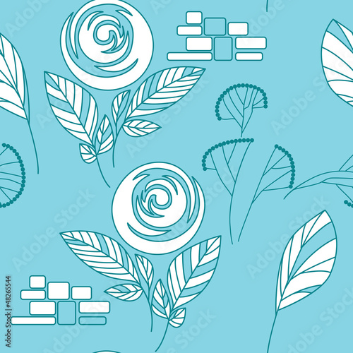 Vector: seamless floral pattern, roses on floral background seamless floral pattern, roses on floral background