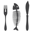Cutlery knife fork fish silhouette