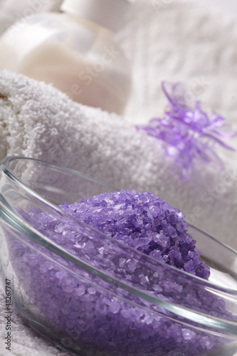 Photo: bath salt with towel bath salt with towel