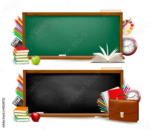 Vector: Back to school. Two banners with school supplies. Vector. Back to school. Two banners with school supplies. Vector.