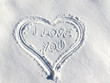 Heart shape in snow - I love you