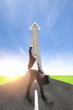 success businessman with the road rising up background