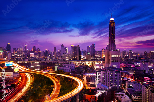 Photo: Traffic in modern city at night, Bangkok Thailand Traffic in modern city at night, Bangkok Thailand