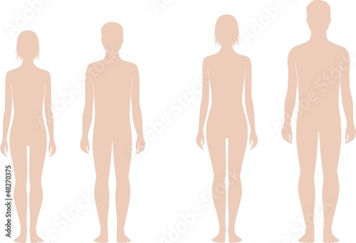 Vector: Vector illustration of teenager's figure: 12 and 15 years Vector illustration of teenager's figure: 12 and 15 years