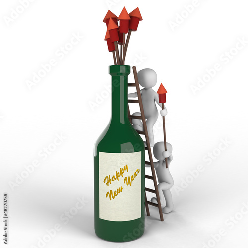 Illustration: Sektflasche Abschussrampe Sektflasche Abschussrampe