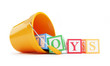 Illustration: baby toy bucket on a white background baby toy bucket on a white background