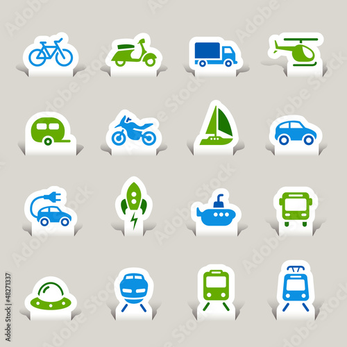 Vector: Paper Cut - Transportation icons Paper Cut - Transportation icons
