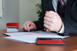 Notary Public stamping a certified copy