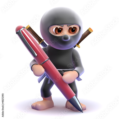 Illustration: Ninja writing with a pen Ninja writing with a pen