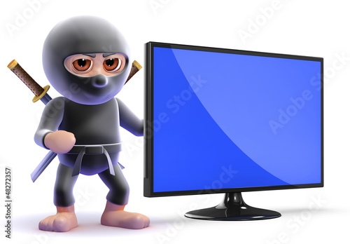 Illustration: Ninja is impressed with his new widescreen led tv Ninja is impressed with his new widescreen led tv