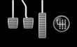 Isolated illustration of car pedals and shifter