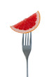 Stück einer Grapefruit auf Gabel