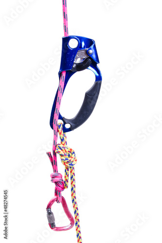Photo: Climbing ascender, rope, carabiner Climbing ascender, rope, carabiner