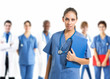 Nurse in front of her team