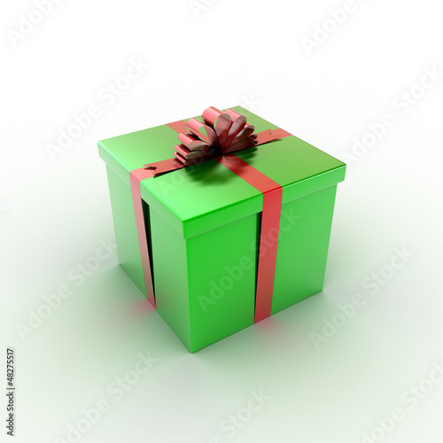 Illustration: green gift box over white background 3d illustration green gift box over white background 3d illustration