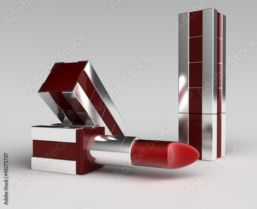 Illustration: shiny lipstick with cover shiny lipstick with cover