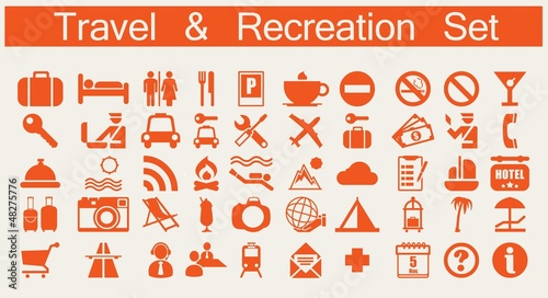 Vector: travel and recreation web icons, vector set, travel and recreation web icons, vector set,