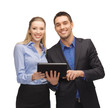 man and woman with tablet pc