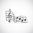 g key and notes in one tact logo - illustration