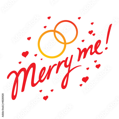Vector: Merry Me concept wedding love heart golden ring Merry Me concept wedding love heart golden ring