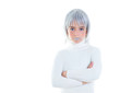 beautiful futuristic kid girl futuristic child with gray hair