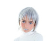 beautiful futuristic kid girl futuristic child with gray hair